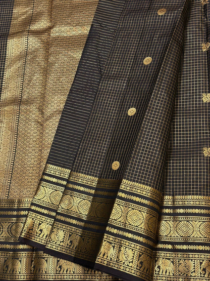 Pure Kanchipuram Handloom Silk Sarees 1 gram Zari vaira oosi checks With Silk Mark Certified 19500/-
