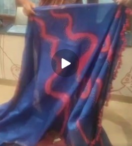 New Blue Peach Hand Painted Pure Tussar Silk Sarees