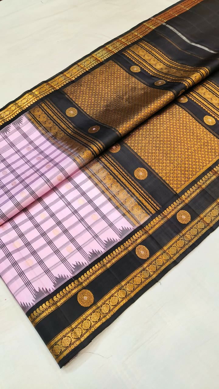 Gadwal pure silk sarees with kuttu kanchi borders and handwoven meenakari turning buta in border *Rs.24500*+ ship