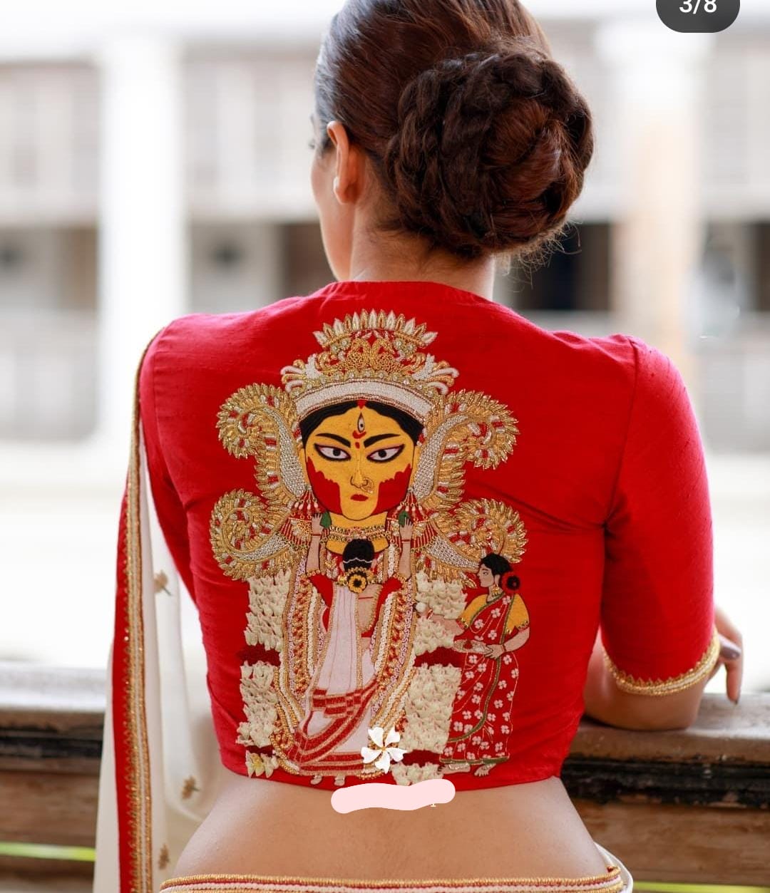Sindoor Khela - Red Durga Handpainted Blouse – thesaffronsaga