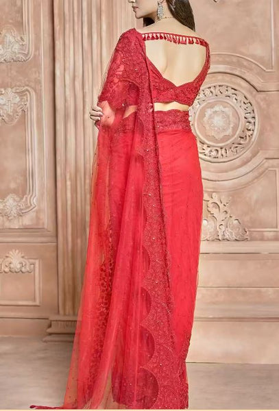 Buy Red Art Silk Designer Saree Collection at Amazon.in