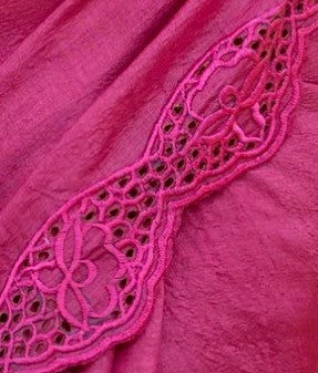 Pink Twine Cut Work Pure Silk Mark Certified Plain Tussar Silk Sarees