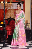 Designer Green & Pink Jamdani Saree