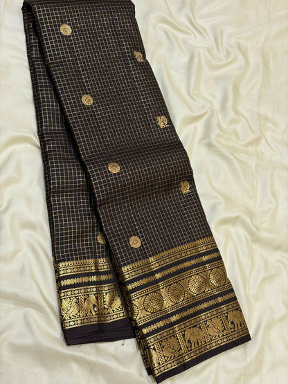 Pure Kanchipuram Handloom Silk Sarees 1 gram Zari vaira oosi checks With Silk Mark Certified 19500/-