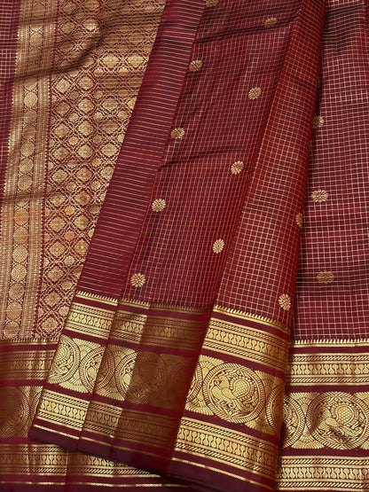 Pure Kanchipuram Handloom Silk Sarees 1 gram Zari vaira oosi checks With Silk Mark Certified 19500/-