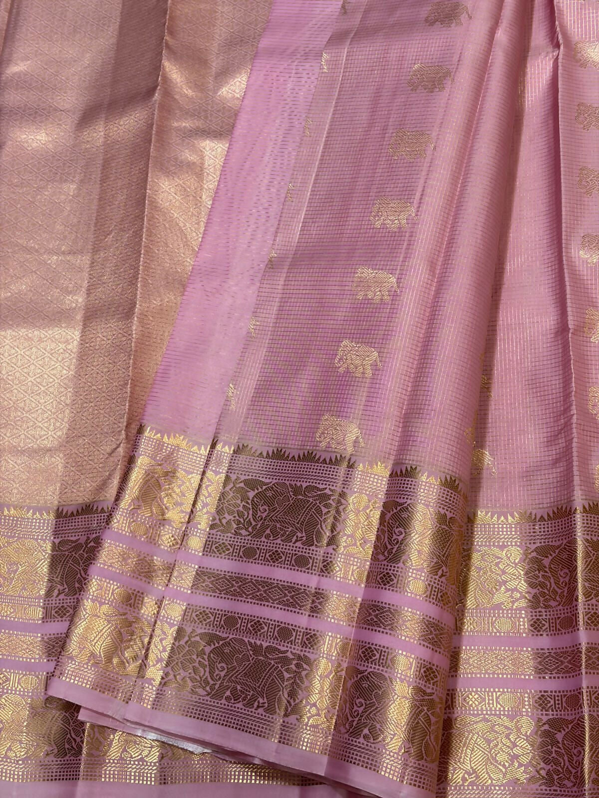 Pure Kanchipuram Handloom Silk Sarees 1 gram Zari vaira oosi checks With Silk Mark Certified 19500/-