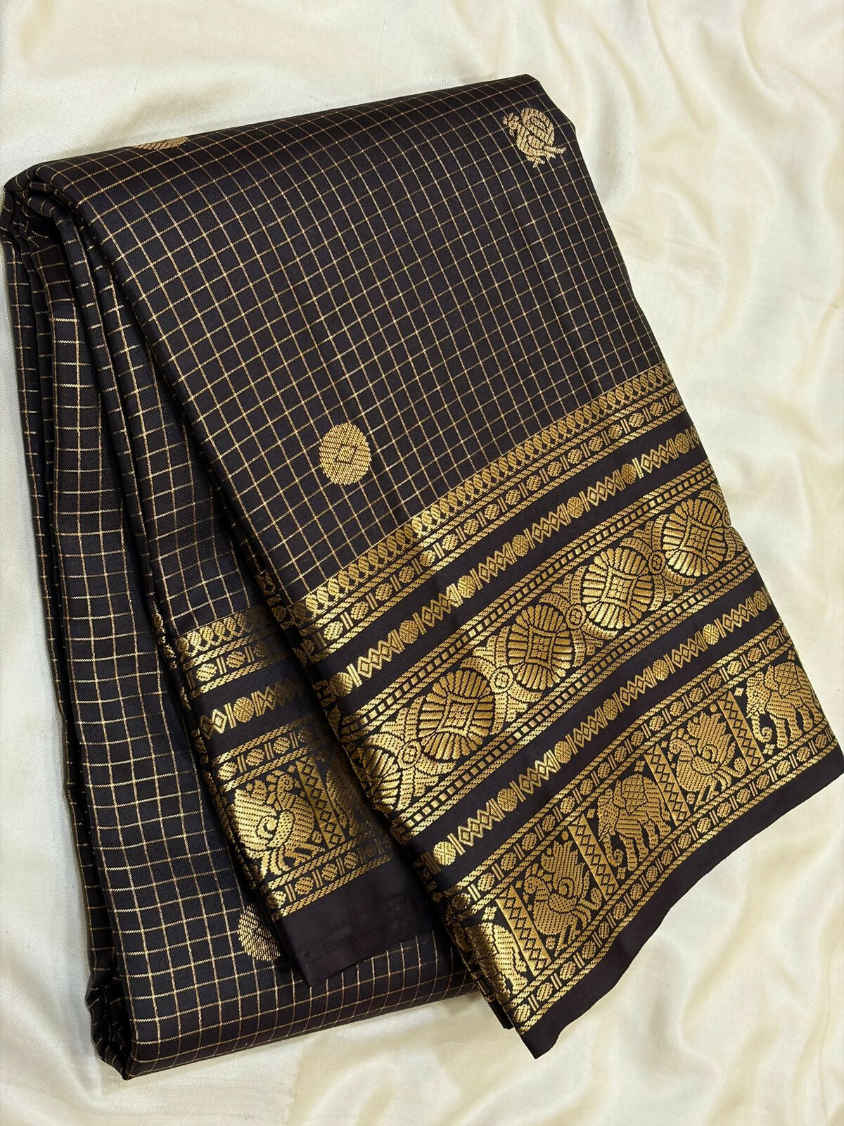 Pure Kanchipuram Handloom Silk Sarees 1 gram Zari vaira oosi checks With Silk Mark Certified 19500/-