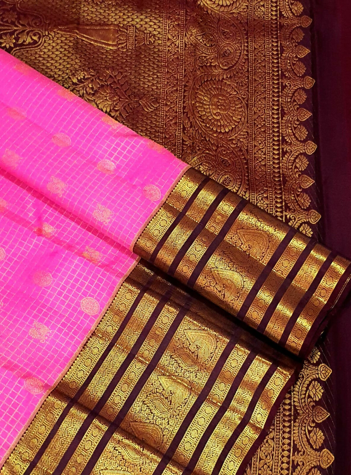 Pure Kanchipuram Handloom Silk Sarees, Korvai vaira oosi