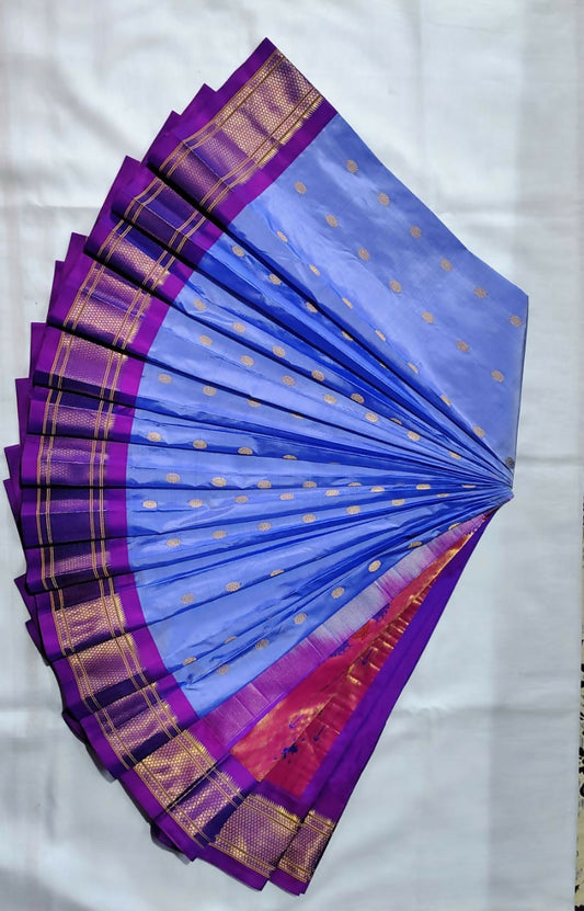 *Kalanjali pure silk paithani* 100% pure silk Handloom saree Allover butties Contrast blouse *Price : 23500/- + shipping*