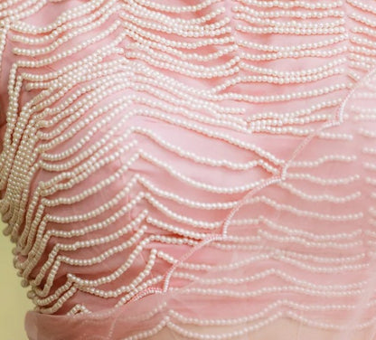 Grapefruit Pink Hand Embroidered Pure Organza Sarees