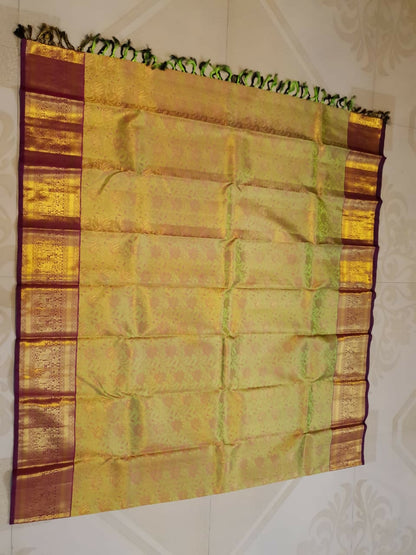 Pure Kanchipuram Handloom Bridal Silk Sarees 2 gram Zari With Silk Mark Certified Exclusive Wedding Brocade Bridal