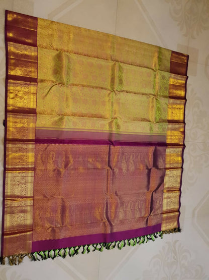 Pure Kanchipuram Handloom Bridal Silk Sarees 2 gram Zari With Silk Mark Certified Exclusive Wedding Brocade Bridal