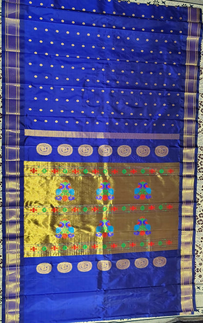 *Kalanjali pure silk paithani* 100% pure silk Handloom saree Allover butties Contrast blouse *Price : 23500/- + shipping*
