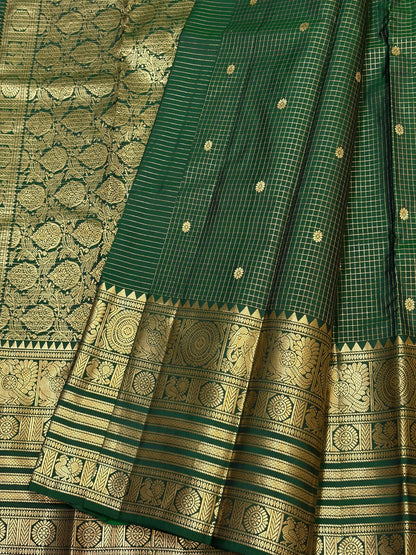 Pure Kanchipuram Handloom Silk Sarees 1 gram Zari vaira oosi checks With Silk Mark Certified 19500/-