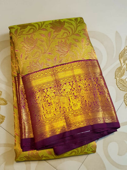 Pure Kanchipuram Handloom Bridal Silk Sarees 2 gram Zari With Silk Mark Certified Exclusive Wedding Brocade Bridal