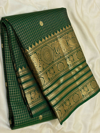 Pure Kanchipuram Handloom Silk Sarees 1 gram Zari vaira oosi checks With Silk Mark Certified 19500/-