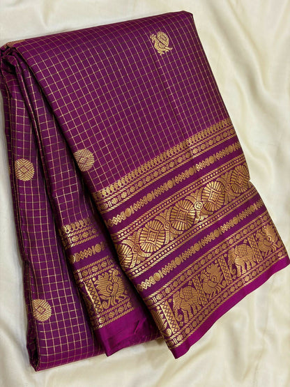 Pure Kanchipuram Handloom Silk Sarees 1 gram Zari vaira oosi checks With Silk Mark Certified 19500/-