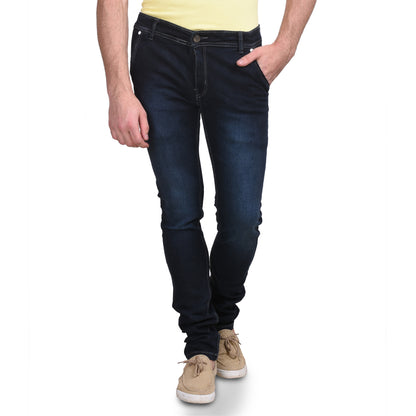 Men's Stretchable Silky Raw Wash Semi Dark Blue Jeans