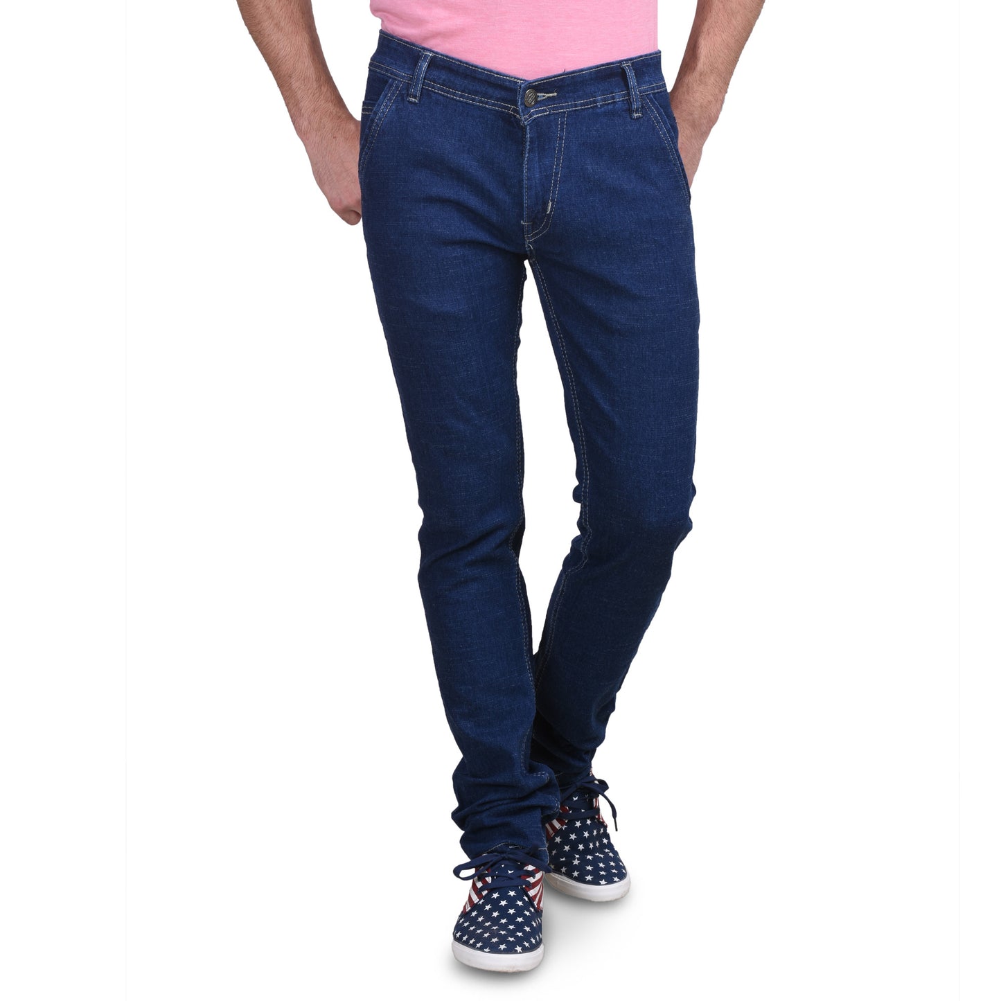 Men's Stretchable Basic Solid Blue Jeans