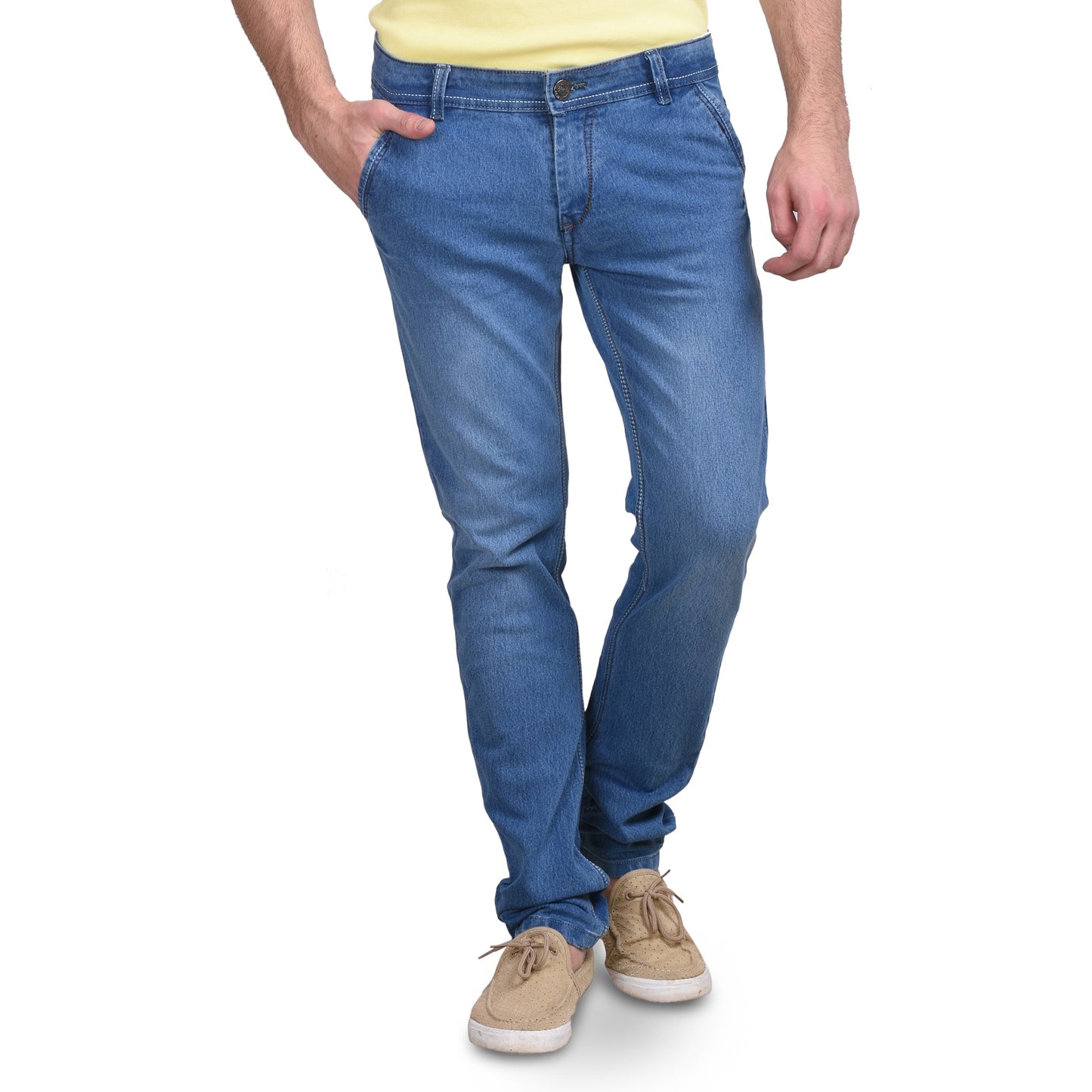 Men's Stretchable Dobby Light Sky Jeans