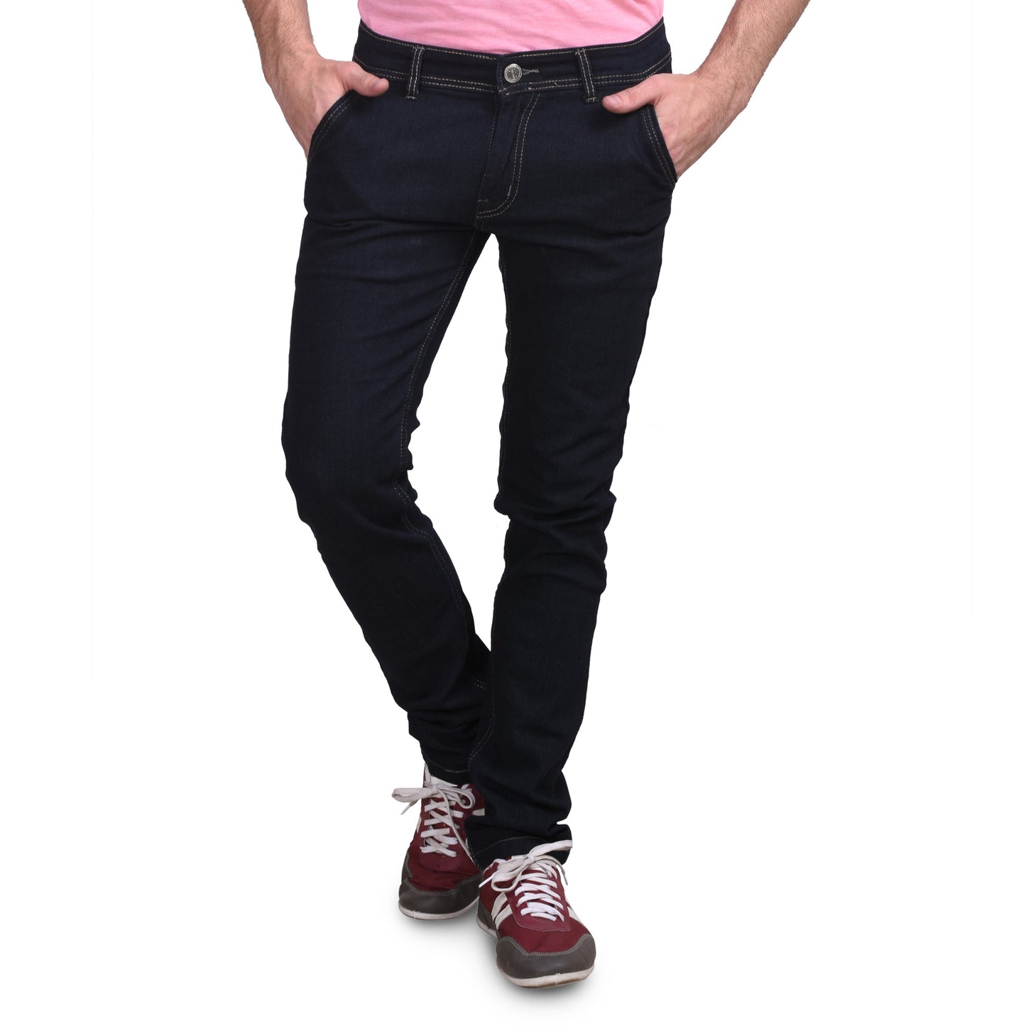 Men's Stretchable Basic Solid Dark Blue Jeans