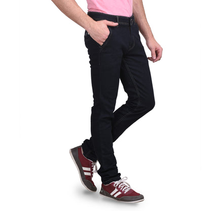 Men's Stretchable Basic Solid Dark Blue Jeans