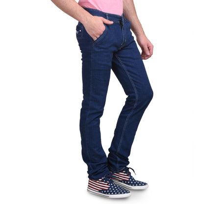 Men's Stretchable Basic Solid Blue Jeans