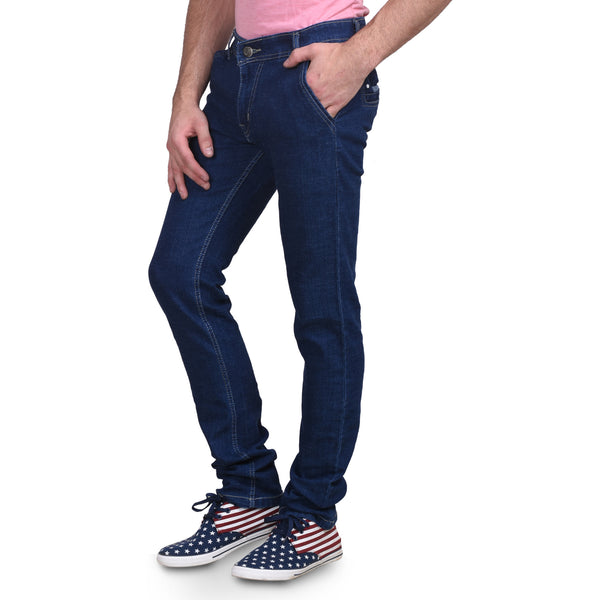 Men's Stretchable Basic Solid Blue Jeans