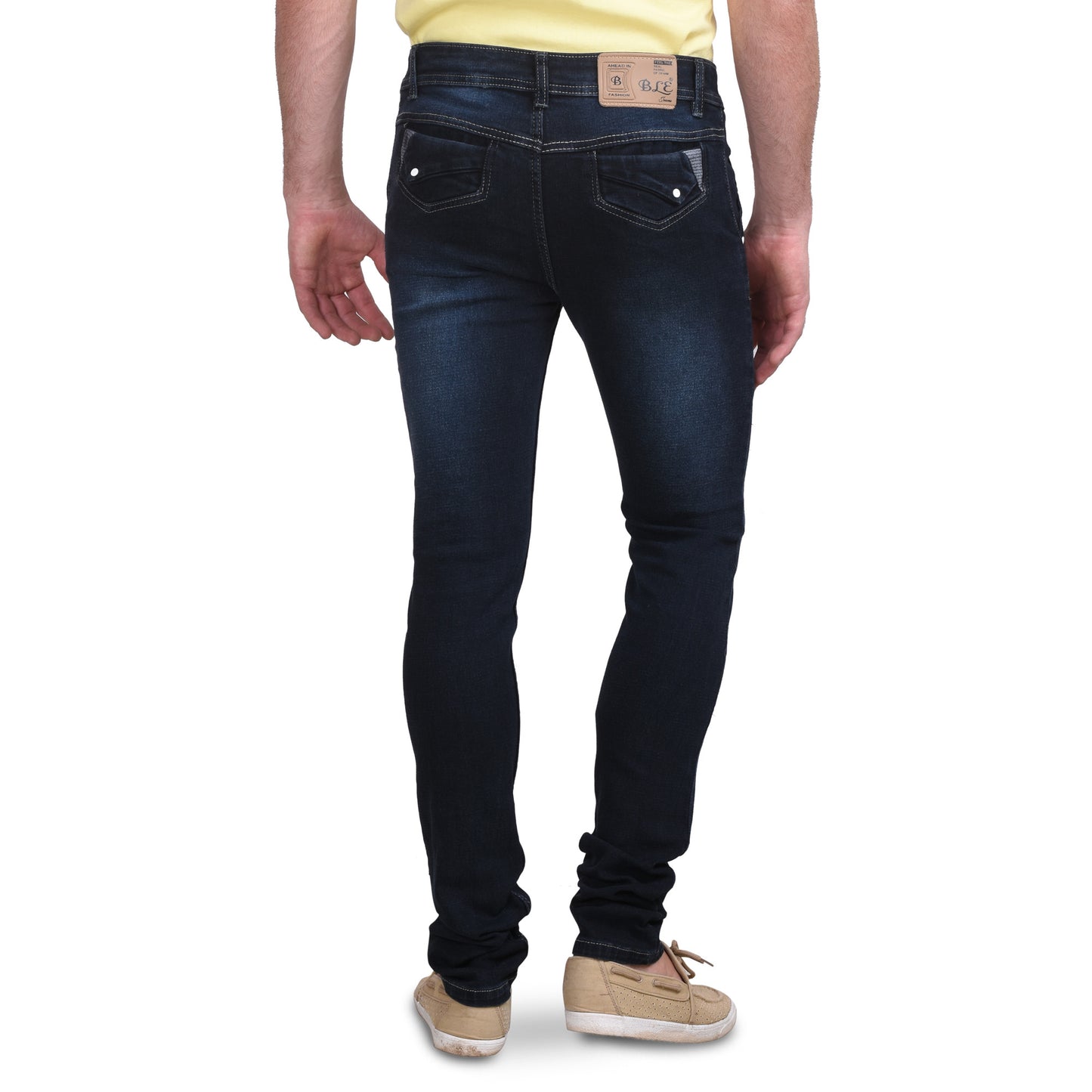 Men's Stretchable Silky Raw Wash Semi Dark Blue Jeans