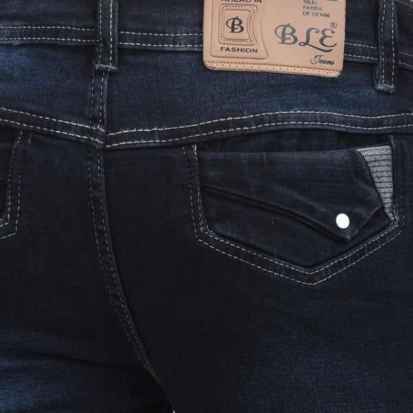 Men's Stretchable Silky Raw Wash Semi Dark Blue Jeans