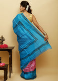 Blue & Pink Pure  Silk Mark Certified Bishnupuri Silk Sarees