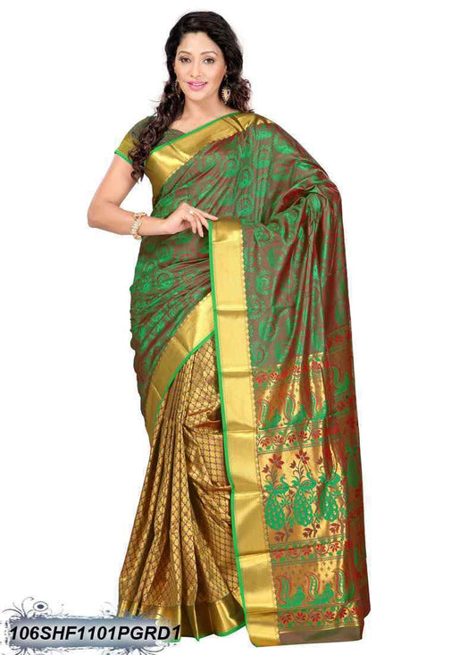 Green ,Brown Kanjivaram Silk Sarees