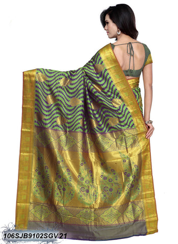 Green Blue Golden Kanjivaram Silk Sarees