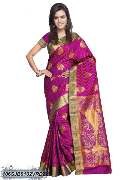 Pink & Golden Kanjivaram Silk Sarees