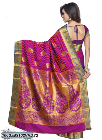 Pink & Golden Kanjivaram Silk Sarees