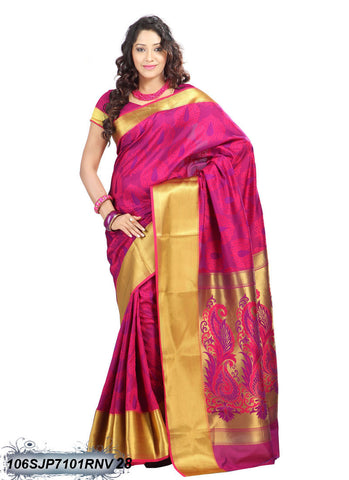 Pink Golden Kanjivaram Silk Sarees