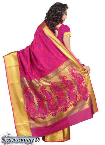 Pink Golden Kanjivaram Silk Sarees