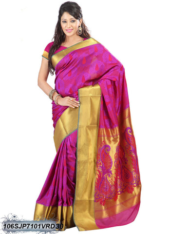 Pink Golden Kanjivaram Silk Sarees