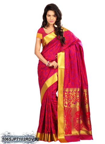 Pink Golden Kanjivaram Silk Sarees