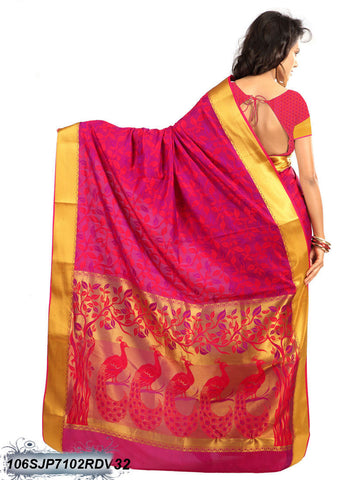 Pink Golden Kanjivaram Silk Sarees