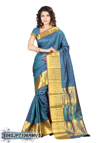 Blue & Golden Kanjivaram Silk Sarees