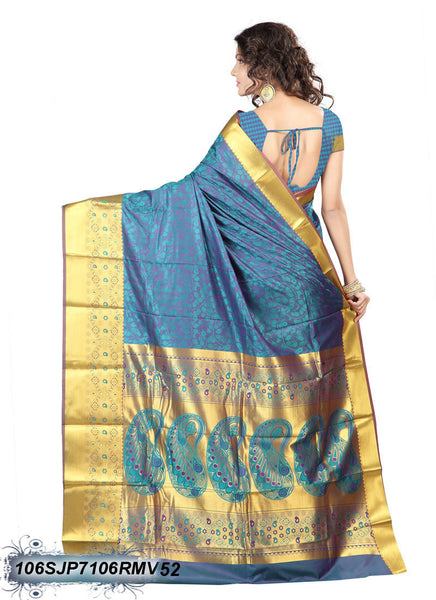 Blue & Golden Kanjivaram Silk Sarees