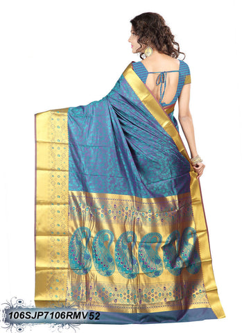 Blue & Golden Kanjivaram Silk Sarees