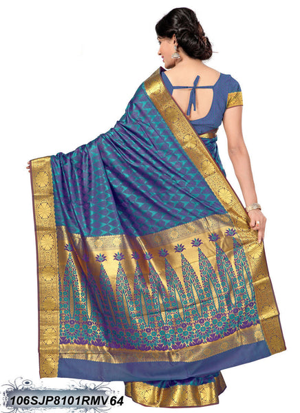 Blue & Golden Kanjivaram Silk Sarees