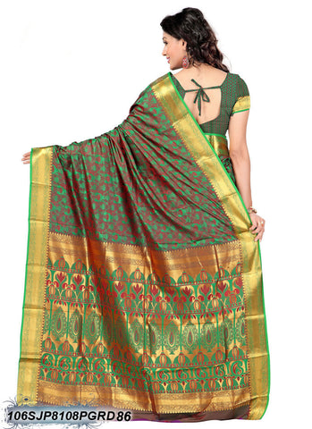 Green Brown & Golden Kanjivaram Silk Sarees