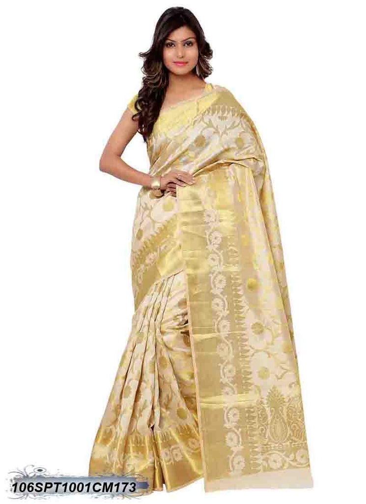 Beige and Golden Design Kanchivaram Silk Sarees - Dailybuyys