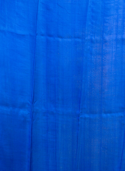 Blue Block Printed Pure Silk Mark Certified Bishnupuri Silk Sarees