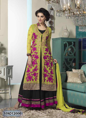 Yellow Black Georgette Salwar