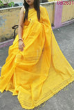 Yellow Pure Cotton Handloom Sarees