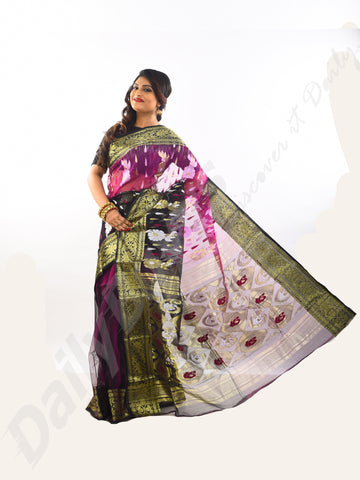 Maroon Black Dhakai Jamdani Sarees